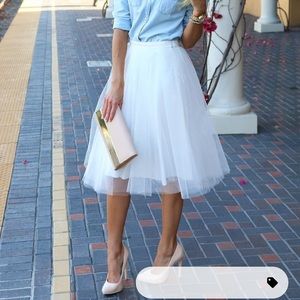 White tulle skirt with sash